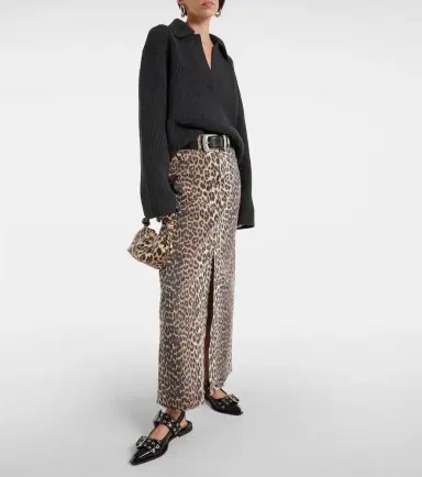 Ganni Leopard-print denim maxi skirt | Thumbnail 6 Ganni Leopard-print denim maxi skirt | Thumbnail 6