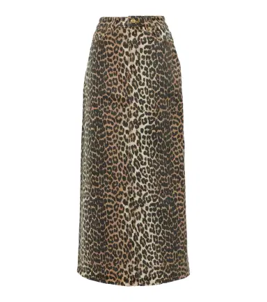 Ganni Leopard-print denim maxi skirt | Thumbnail 1 Ganni Leopard-print denim maxi skirt | Thumbnail 1