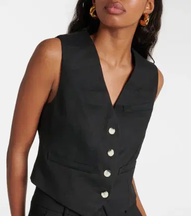 Veronica Beard Bennett linen-blend twill vest | Thumbnail 4 Veronica Beard Bennett linen-blend twill vest | Thumbnail 4