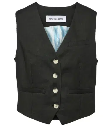 Veronica Beard Bennett linen-blend twill vest | Thumbnail 1 Veronica Beard Bennett linen-blend twill vest | Thumbnail 1
