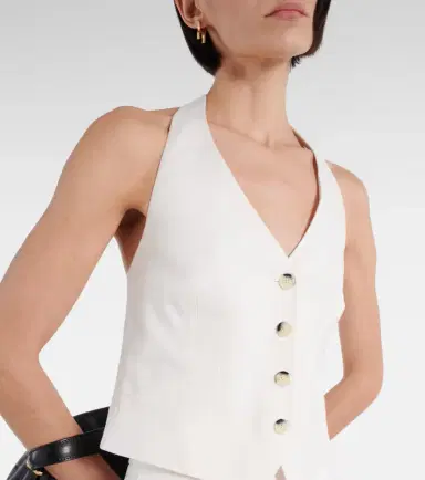Veronica Beard Arabella halterneck linen-blend vest | Thumbnail 2 Veronica Beard Arabella halterneck linen-blend vest | Thumbnail 2