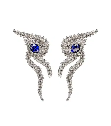 YEPREM Reign Supreme 18kt white gold earrings with diamonds and sapphires | Thumbnail 1 YEPREM Reign Supreme 18kt white gold earrings with diamonds and sapphires | Thumbnail 1