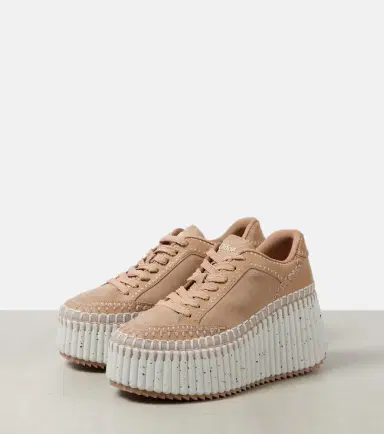 Chloe Chloé Nama 80 suede and leather wedge sneakers | Thumbnail 2 Chloe Chloé Nama 80 suede and leather wedge sneakers | Thumbnail 2