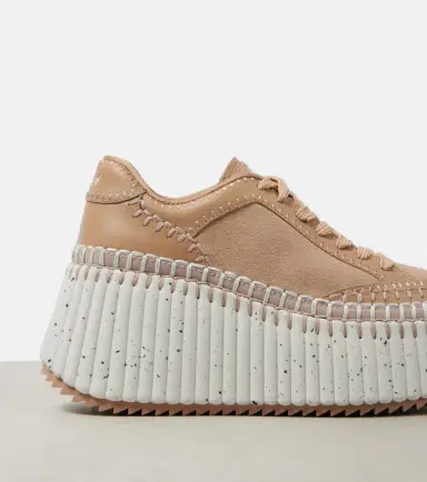 Chloe Chloé Nama 80 suede and leather wedge sneakers | Thumbnail 3 Chloe Chloé Nama 80 suede and leather wedge sneakers | Thumbnail 3