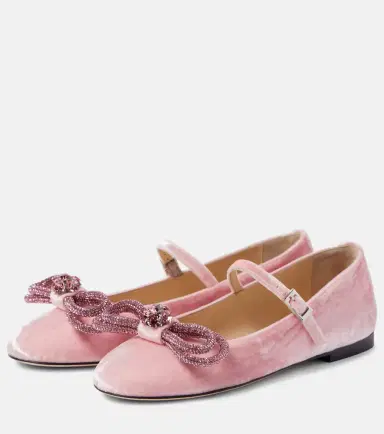 Mach & Mach Double Bow velvet ballet flats | Thumbnail 4 Mach & Mach Double Bow velvet ballet flats | Thumbnail 4