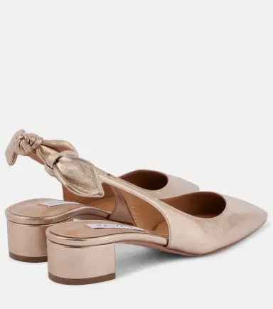 Aquazzura Very Bow 35 metallic leather slingback pumps | Thumbnail 2 Aquazzura Very Bow 35 metallic leather slingback pumps | Thumbnail 2