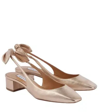 Aquazzura Very Bow 35 metallic leather slingback pumps | Thumbnail 1 Aquazzura Very Bow 35 metallic leather slingback pumps | Thumbnail 1