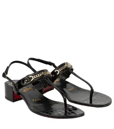 Christian Louboutin MJ Thong croc-effect leather sandals | Thumbnail 1 Christian Louboutin MJ Thong croc-effect leather sandals | Thumbnail 1