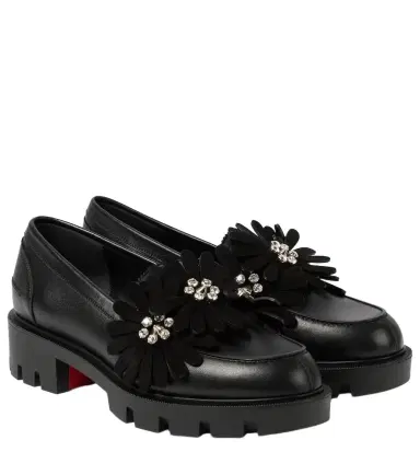 Christian Louboutin Flora Moc embellished leather loafers | Thumbnail 1 Christian Louboutin Flora Moc embellished leather loafers | Thumbnail 1