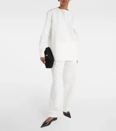 Toteme High-rise cotton twill wide-leg pants | Thumbnail 4 Toteme High-rise cotton twill wide-leg pants | Thumbnail 4