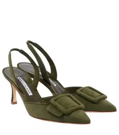 Manolo Blahnik Maysli suede slingback pumps | Thumbnail 1 Manolo Blahnik Maysli suede slingback pumps | Thumbnail 1