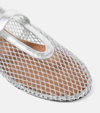 Alaïa Alaïa Metallic fishnet Mary Jane flats | Thumbnail 4 Alaïa Alaïa Metallic fishnet Mary Jane flats | Thumbnail 4