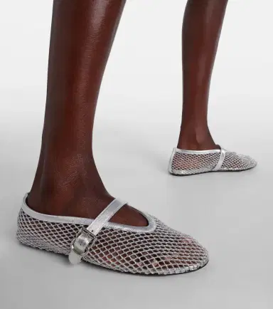Alaïa Alaïa Metallic fishnet Mary Jane flats | Thumbnail 6 Alaïa Alaïa Metallic fishnet Mary Jane flats | Thumbnail 6