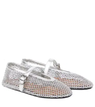 Alaïa Alaïa Metallic fishnet Mary Jane flats | Thumbnail 1 Alaïa Alaïa Metallic fishnet Mary Jane flats | Thumbnail 1