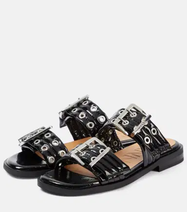 Ganni Studded patent leather sandals | Thumbnail 3 Ganni Studded patent leather sandals | Thumbnail 3