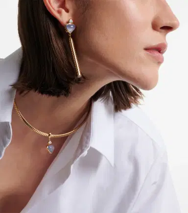 Marina B Trisolina 18kt gold drop earrings with chalcedony and diamonds | Thumbnail 3 Marina B Trisolina 18kt gold drop earrings with chalcedony and diamonds | Thumbnail 3