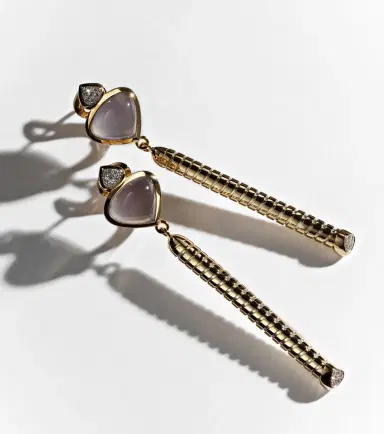 Marina B Trisolina 18kt gold drop earrings with chalcedony and diamonds | Thumbnail 4 Marina B Trisolina 18kt gold drop earrings with chalcedony and diamonds | Thumbnail 4