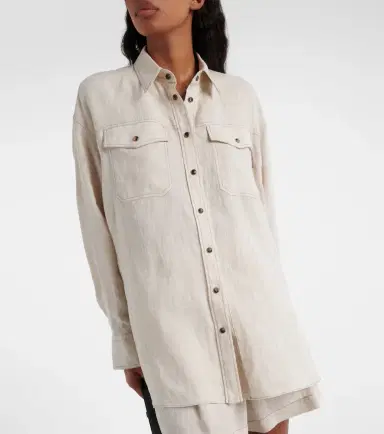 Brunello Cucinelli Oversized linen shirt | Thumbnail 4 Brunello Cucinelli Oversized linen shirt | Thumbnail 4