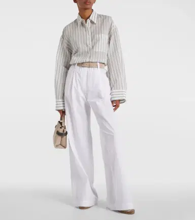 Brunello Cucinelli High-rise cotton wide-leg pants | Thumbnail 4 Brunello Cucinelli High-rise cotton wide-leg pants | Thumbnail 4