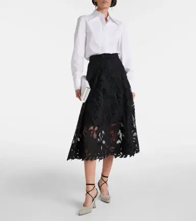 Oscar de la Renta Floral guipure lace midi skirt | Thumbnail 3 Oscar de la Renta Floral guipure lace midi skirt | Thumbnail 3