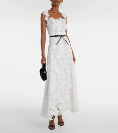 Oscar de la Renta Marbled Carnation Guipure lace bustier gown | Thumbnail 5 Oscar de la Renta Marbled Carnation Guipure lace bustier gown | Thumbnail 5