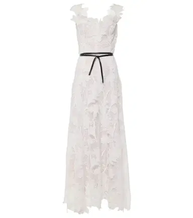 Oscar de la Renta Marbled Carnation Guipure lace bustier gown | Thumbnail 1 Oscar de la Renta Marbled Carnation Guipure lace bustier gown | Thumbnail 1