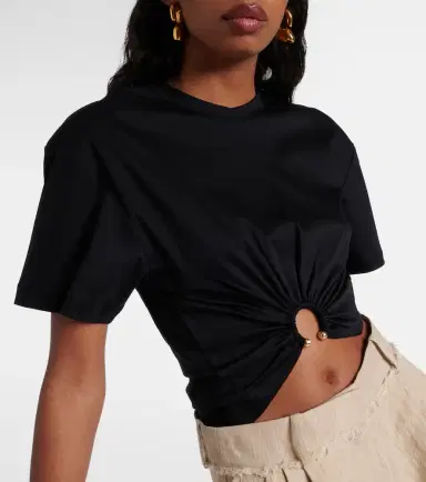 Rabanne Gathered cotton jersey crop top | Thumbnail 2 Rabanne Gathered cotton jersey crop top | Thumbnail 2