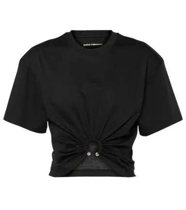 Rabanne Gathered cotton jersey crop top | Thumbnail 1 Rabanne Gathered cotton jersey crop top | Thumbnail 1