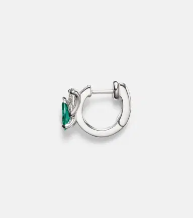 Repossi Serti Sur Vide 18kt white gold single earring with diamonds and emerald | Thumbnail 2 Repossi Serti Sur Vide 18kt white gold single earring with diamonds and emerald | Thumbnail 2
