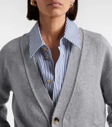 Bottega Veneta Leather-trimmed cashmere-blend cardigan | Thumbnail 2 Bottega Veneta Leather-trimmed cashmere-blend cardigan | Thumbnail 2