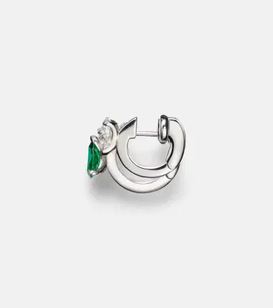 Repossi Serti Sur Vide 18kt white gold single earring with diamonds and emerald | Thumbnail 2 Repossi Serti Sur Vide 18kt white gold single earring with diamonds and emerald | Thumbnail 2