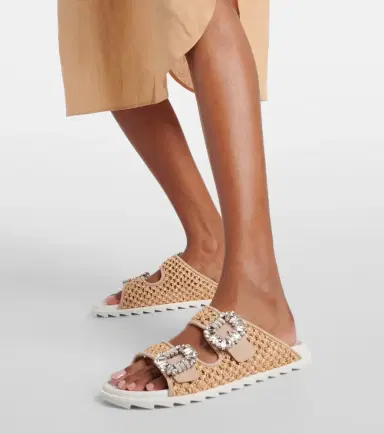 Roger Vivier Slidy Viv' embellished raffia sandals | Thumbnail 6 Roger Vivier Slidy Viv' embellished raffia sandals | Thumbnail 6