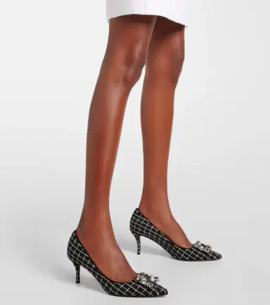 Roger Vivier Flower Strass 65 leather-trimmed bouclé pumps | Thumbnail 3 Roger Vivier Flower Strass 65 leather-trimmed bouclé pumps | Thumbnail 3