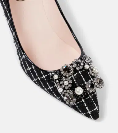 Roger Vivier Flower Strass 65 leather-trimmed bouclé pumps | Thumbnail 4 Roger Vivier Flower Strass 65 leather-trimmed bouclé pumps | Thumbnail 4