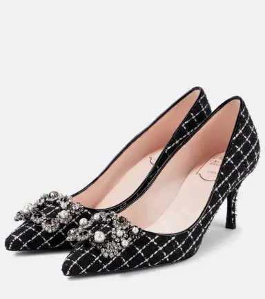 Roger Vivier Flower Strass 65 leather-trimmed bouclé pumps | Thumbnail 5 Roger Vivier Flower Strass 65 leather-trimmed bouclé pumps | Thumbnail 5