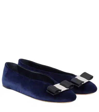Ferragamo Vanna velvet ballet flats | Thumbnail 1 Ferragamo Vanna velvet ballet flats | Thumbnail 1