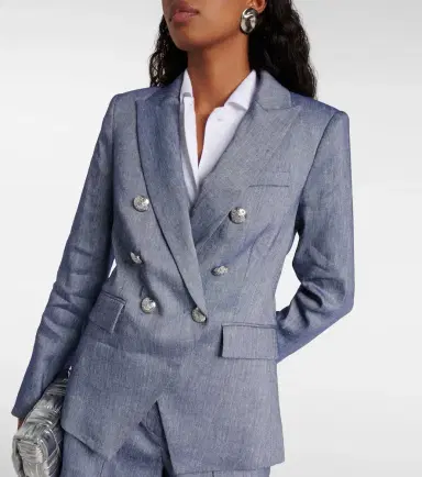 Veronica Beard Miller double-breasted linen-blend blazer | Thumbnail 4 Veronica Beard Miller double-breasted linen-blend blazer | Thumbnail 4