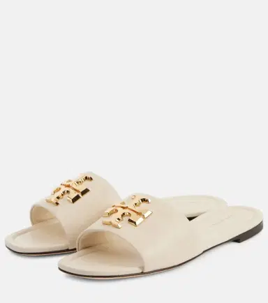 Tory Burch Eleanor T Monogram leather slides | Thumbnail 6 Tory Burch Eleanor T Monogram leather slides | Thumbnail 6