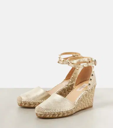 Valentino Garavani Rockstud metallic leather espadrille wedges | Thumbnail 3 Valentino Garavani Rockstud metallic leather espadrille wedges | Thumbnail 3