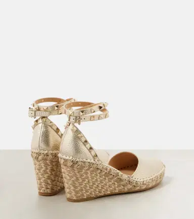 Valentino Garavani Rockstud metallic leather espadrille wedges | Thumbnail 4 Valentino Garavani Rockstud metallic leather espadrille wedges | Thumbnail 4