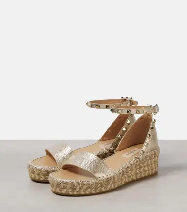 Valentino Garavani Rockstud metallic leather espadrille sandals | Thumbnail 3 Valentino Garavani Rockstud metallic leather espadrille sandals | Thumbnail 3
