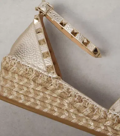 Valentino Garavani Rockstud metallic leather espadrille sandals | Thumbnail 4 Valentino Garavani Rockstud metallic leather espadrille sandals | Thumbnail 4