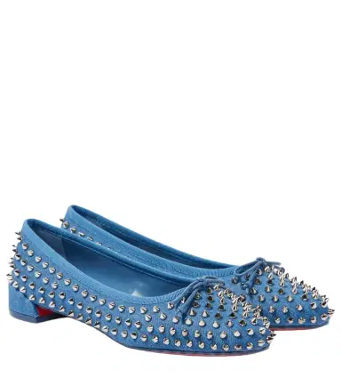 Christian Louboutin Sweetie Jane Spikes denim ballet flats | Thumbnail 1 Christian Louboutin Sweetie Jane Spikes denim ballet flats | Thumbnail 1