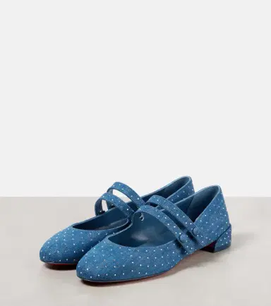 Christian Louboutin Sweet Jane embellished denim Mary Jane flats | Thumbnail 4 Christian Louboutin Sweet Jane embellished denim Mary Jane flats | Thumbnail 4