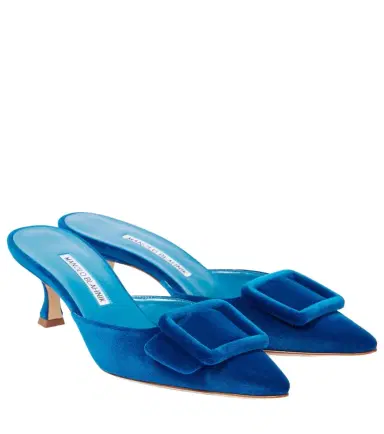 Manolo Blahnik Maysale 50 velvet mules | Thumbnail 1 Manolo Blahnik Maysale 50 velvet mules | Thumbnail 1