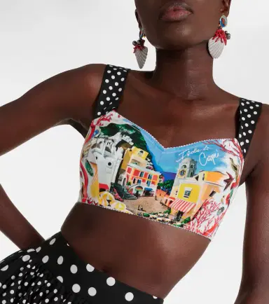 Dolce & Gabbana Capri polka-dot printed cotton bra top | Thumbnail 3 Dolce & Gabbana Capri polka-dot printed cotton bra top | Thumbnail 3