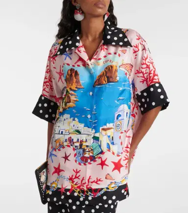 Dolce & Gabbana Capri printed silk satin shirt | Thumbnail 5 Dolce & Gabbana Capri printed silk satin shirt | Thumbnail 5