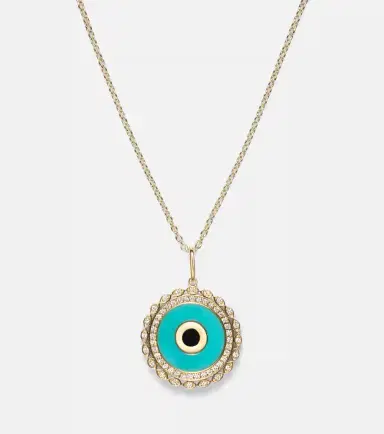 Sydney Evan Large Evil Eye 14kt gold chain necklace with diamonds and turquoise | Thumbnail 2 Sydney Evan Large Evil Eye 14kt gold chain necklace with diamonds and turquoise | Thumbnail 2