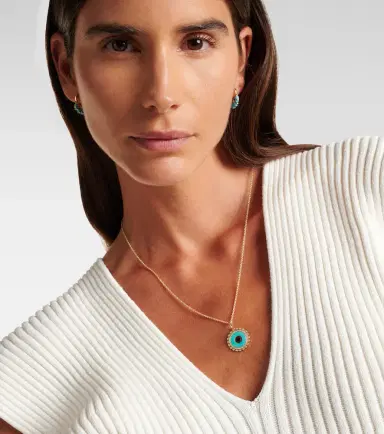 Sydney Evan Large Evil Eye 14kt gold chain necklace with diamonds and turquoise | Thumbnail 5 Sydney Evan Large Evil Eye 14kt gold chain necklace with diamonds and turquoise | Thumbnail 5