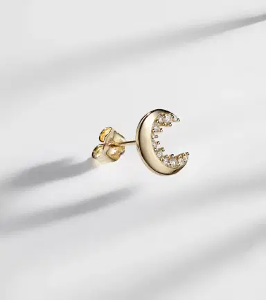 Sydney Evan Crescent Moon 14kt gold single earring with diamonds | Thumbnail 2 Sydney Evan Crescent Moon 14kt gold single earring with diamonds | Thumbnail 2